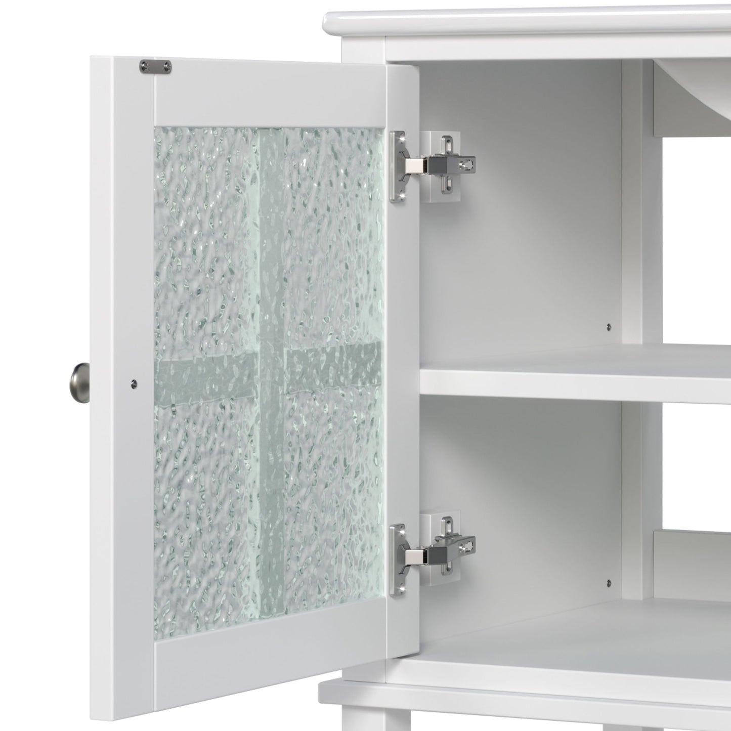 Bathroom Vanity With Ceramic Sink, Adjustable & Open Shelf