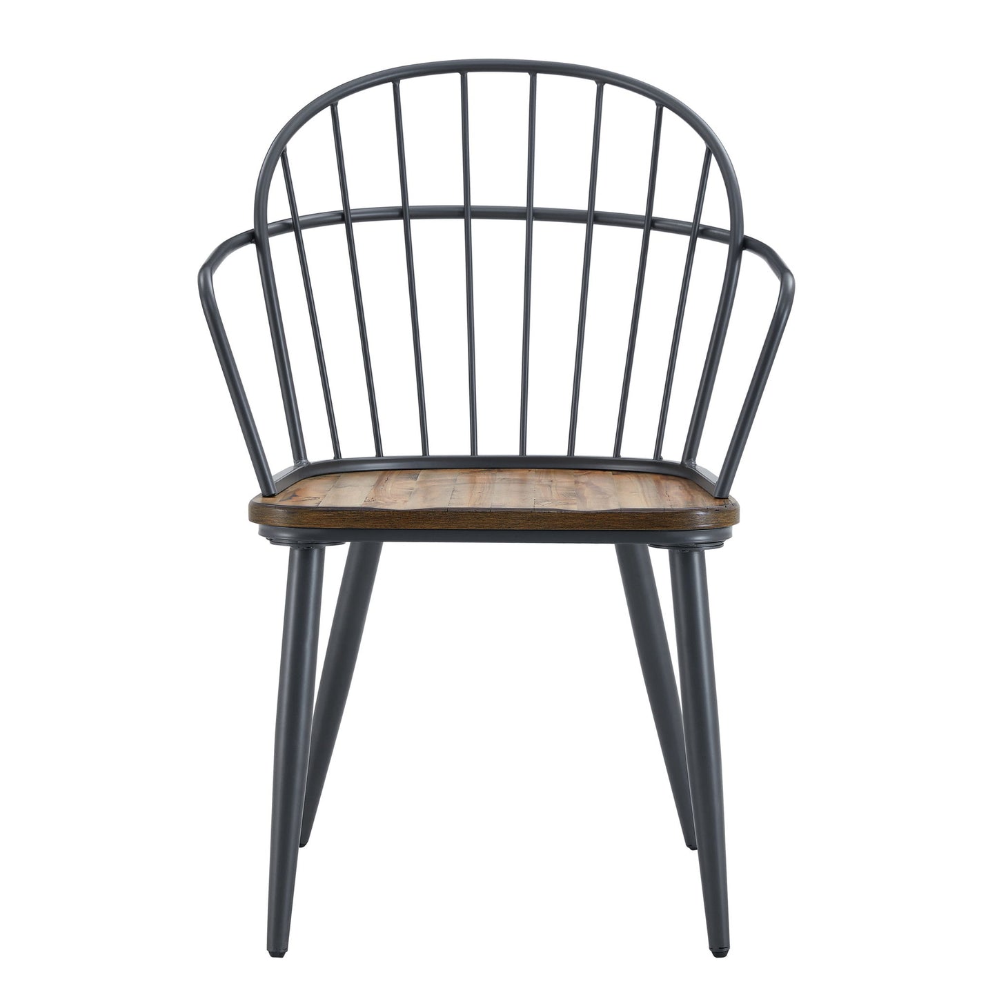 Industrial Inspired Indoor Dining Chair With Metal Legs And Birch (Set of 2) - Black / Natural