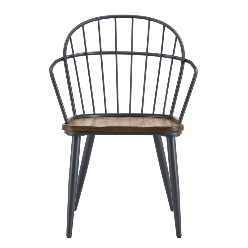 Silla de comedor industrial con patas de metal y abedul (Juego de 2) - Negro / Natural