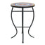 Outdoor Round Side Table With Mosaic Style Top And Curved Iron Legs
