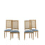 French Country Dining Chair With Rectangular Cane Backrest And Smooth Upholstered Seating