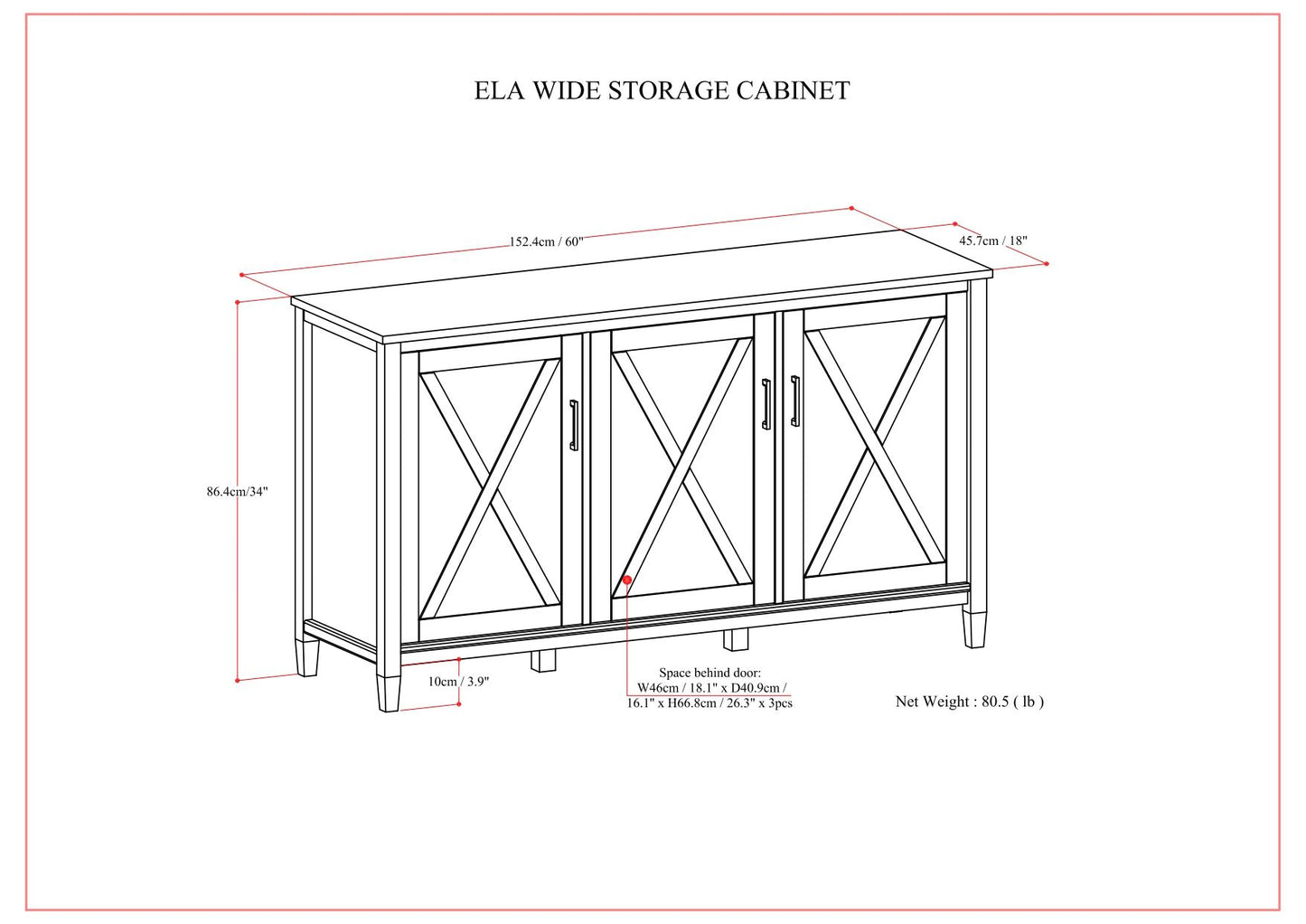 Ela - Wide Storage Cabinet - Smoky Brown