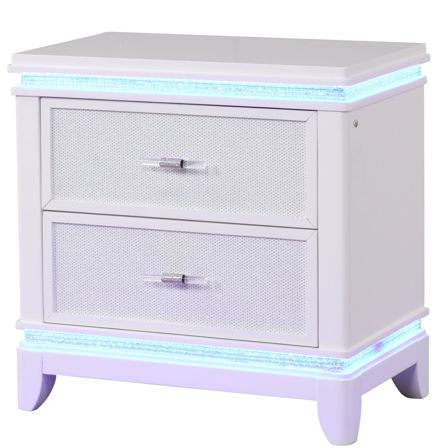 Opium - 2 Drawer Nightstand With LED Lights - White