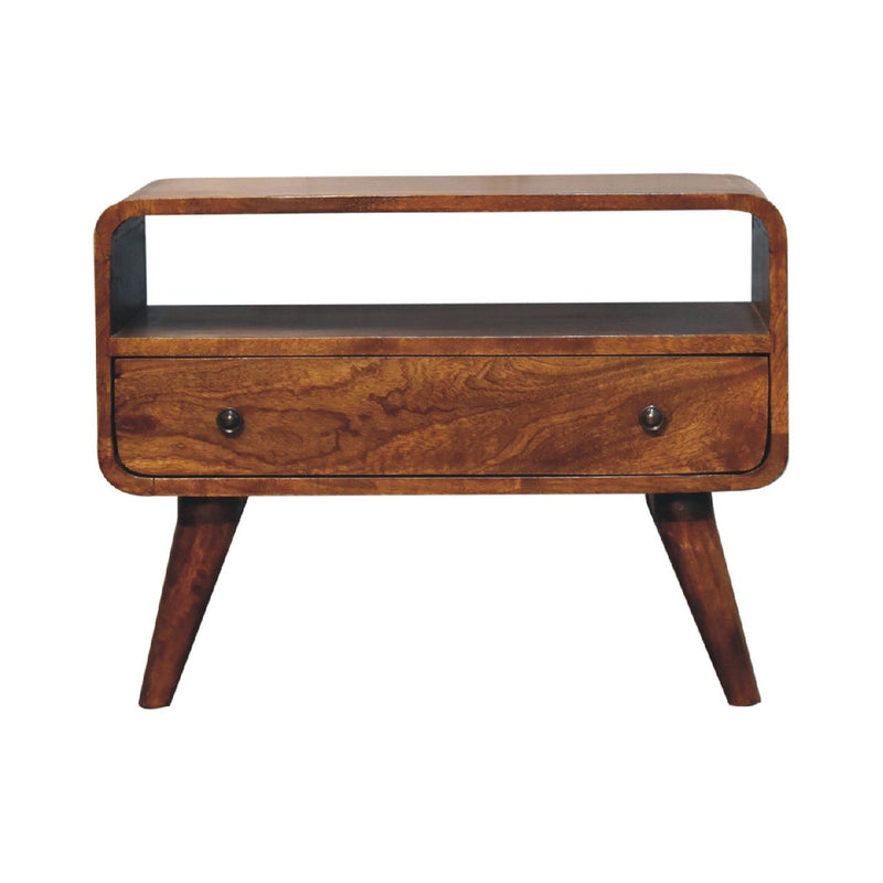 Mini Curved Media Unit - Chestnut