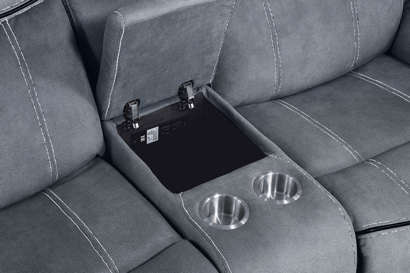 Zubaida - Two Tone Recliner Loveseat With USB Port Console