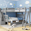 Solid L Shaped Bunk Bed With 3 Drawers, Ladder And Staircase