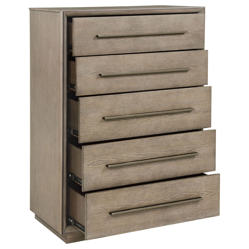 Prescott - 5 Drawer Bedroom Chest With Mitered Trim - Taupe