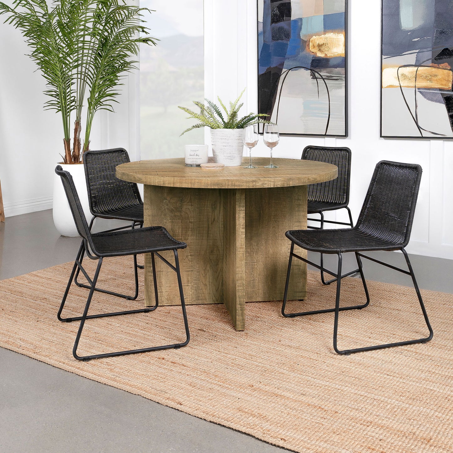 Larrabee - Round Dining Table - Mango Color