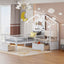 House Bed With Upholstered Sofa, Wireless Charging Station, Shelves And 2 Drawers