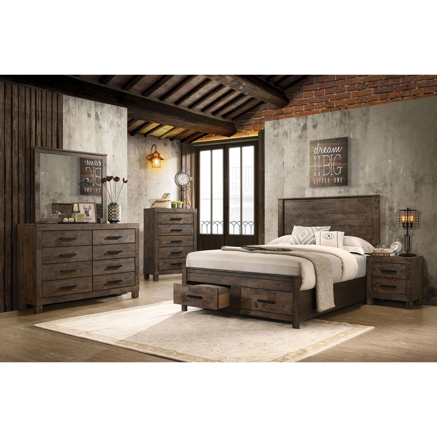 Bren - 5 Drawer Chest With Handles And Block Legs - Rustic