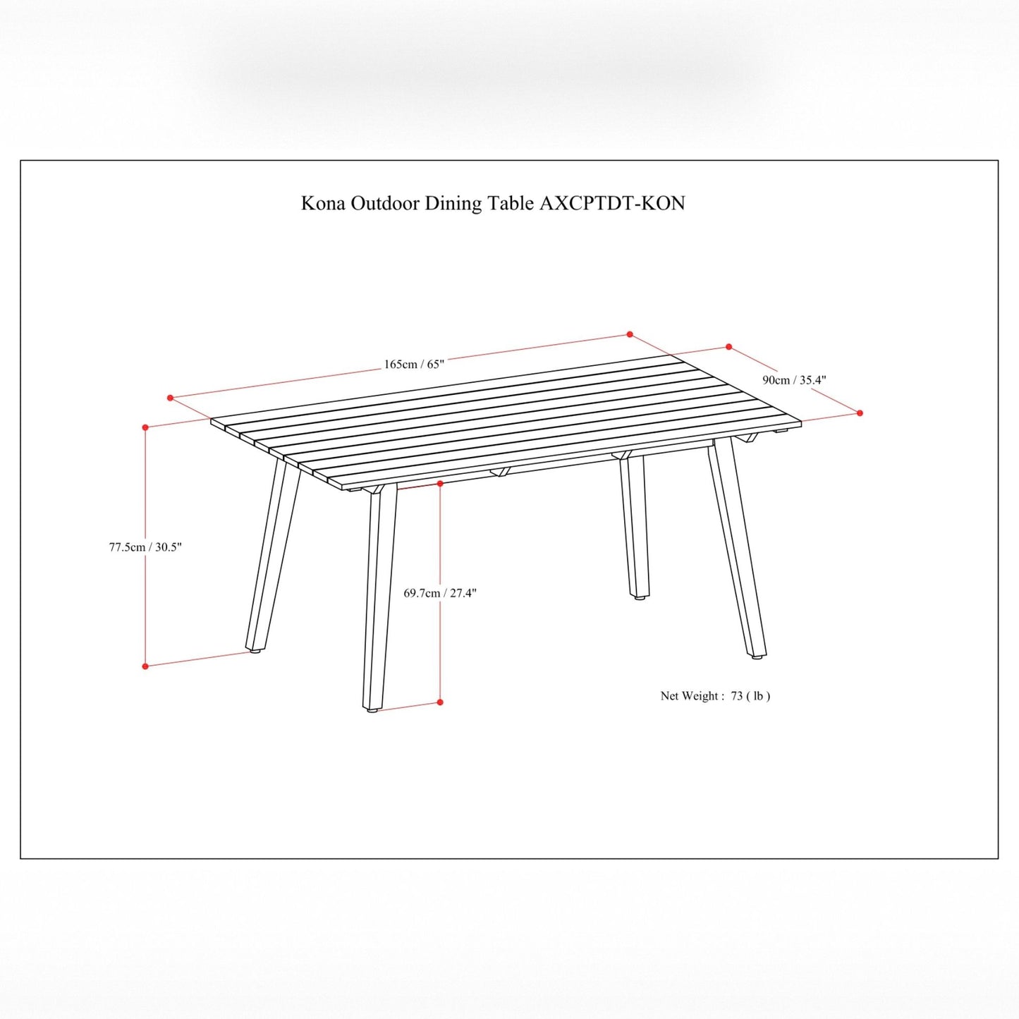 Kona - Outdoor Dining Table - Light Teak