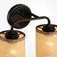Quell - Double Light Vanity With Natural Shade Wall Lamp - Black / Rattan