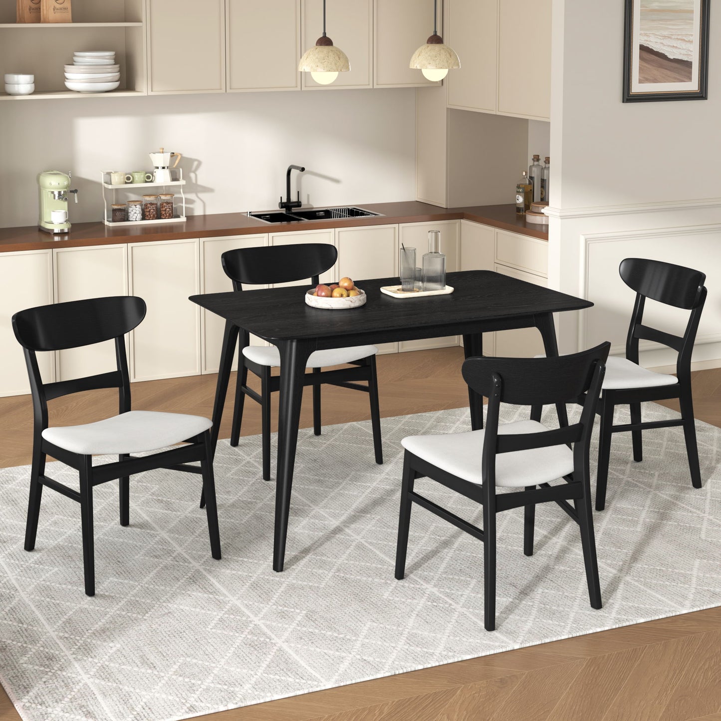 5 Piece Dining Set With Table And 4 Upholstered Chairs