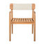 Creative Braided Acacia Wood Outdoor Dining Table And Chairs With Armrests (Set of 2) - Teak / White