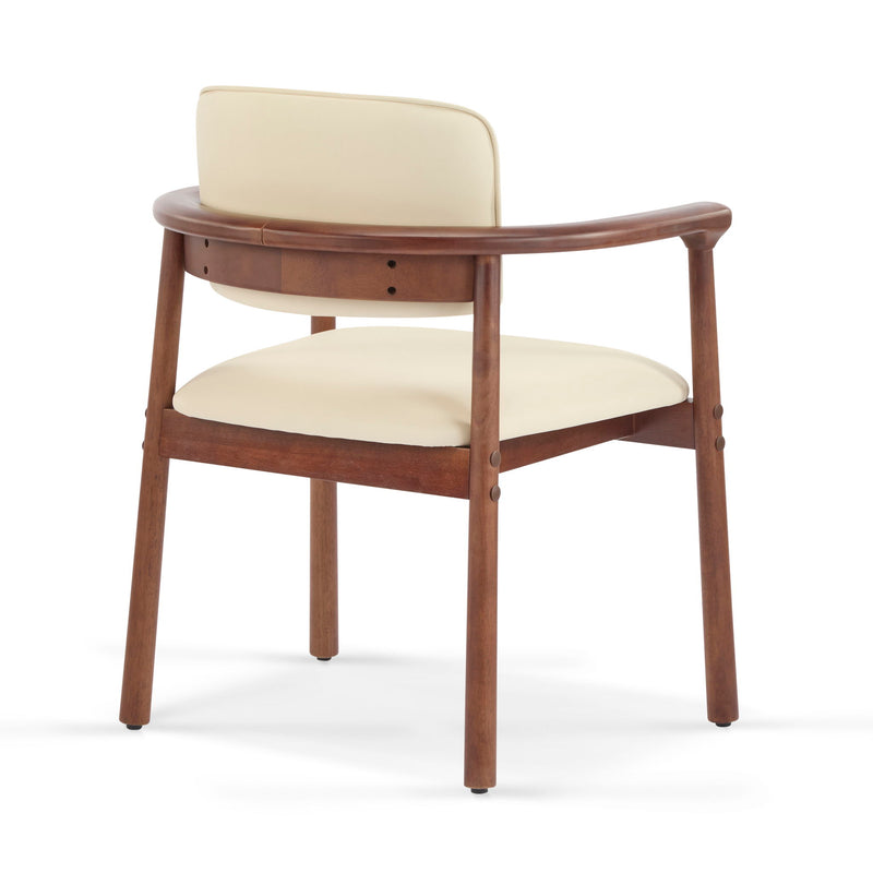Sillas de comedor, ideales para el hogar y la cocina (juego de 2) - Beige / Nogal oscuro