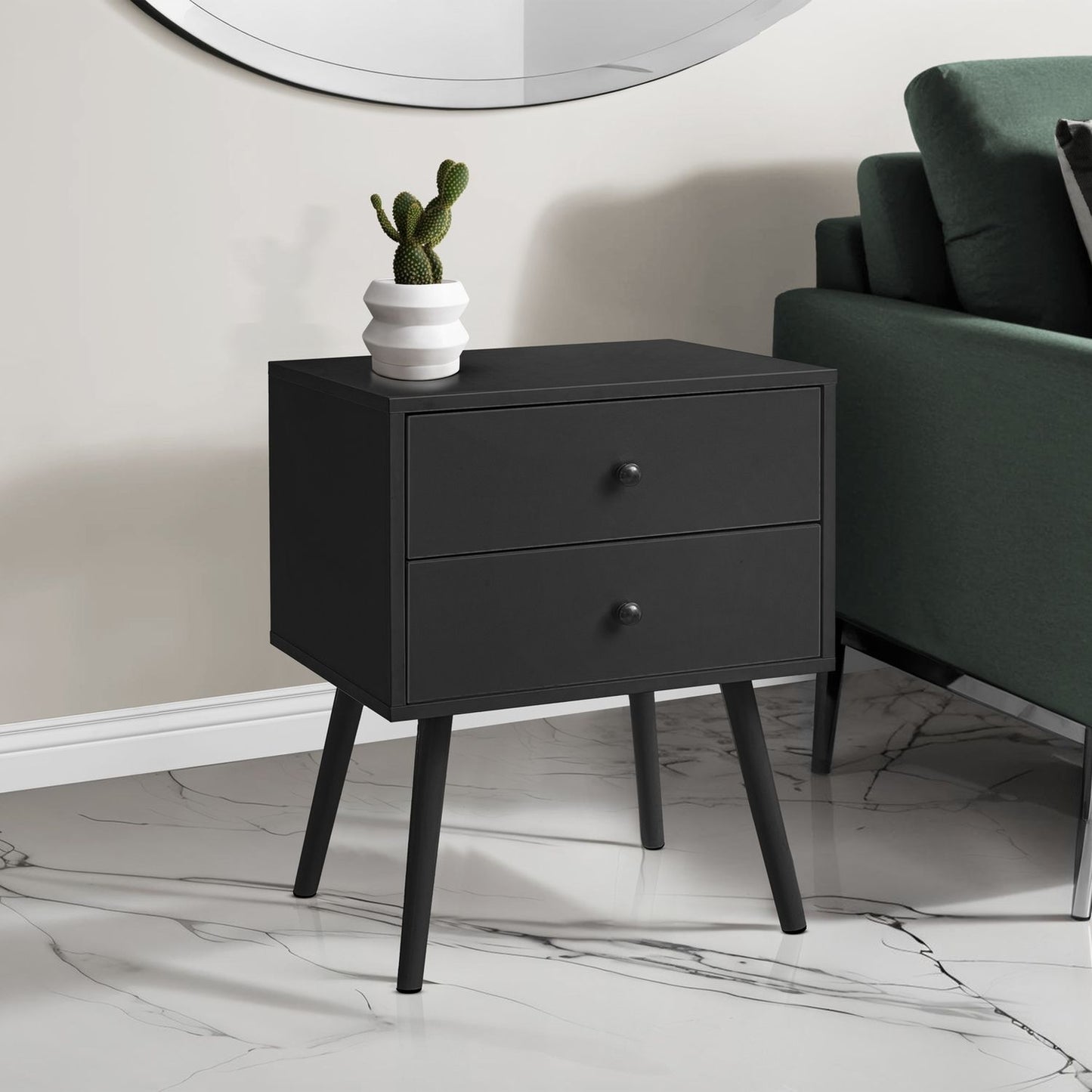 Accent Table & Storage Drawers - Black