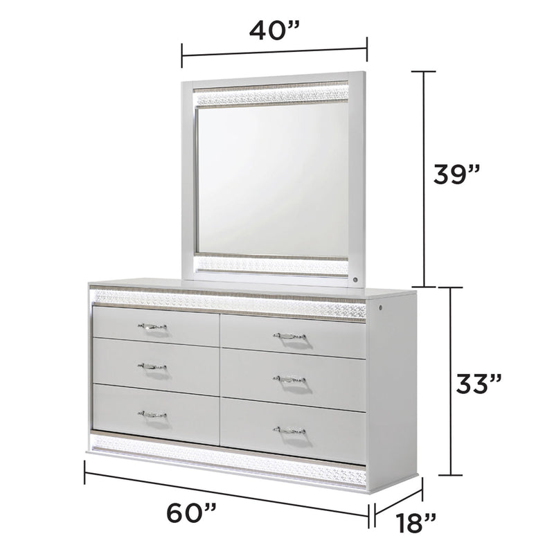 Glam - Mirror With LED Lighting (Includes Mirror Only) - White