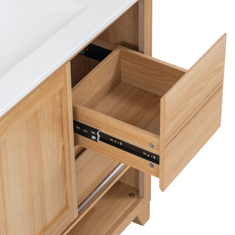 36" Bathroom Vanity With Sink, Soft Close Drawers - Natural