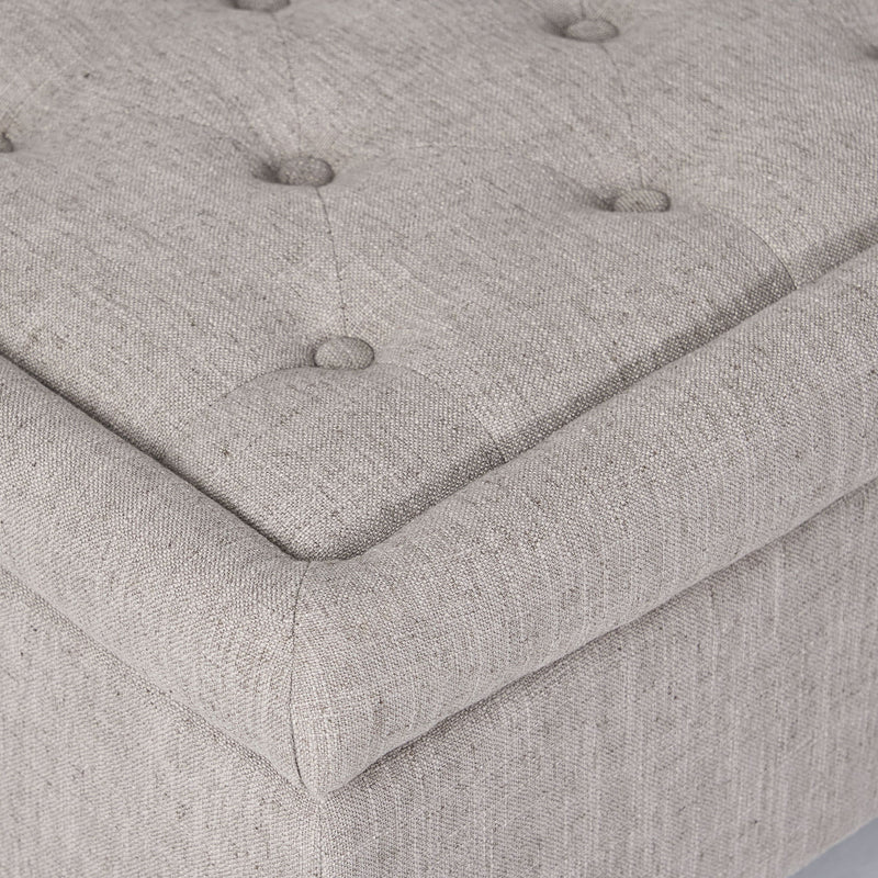 Dean - Fabric Storage Wide Tufted Rectangle Ottoman - Gray