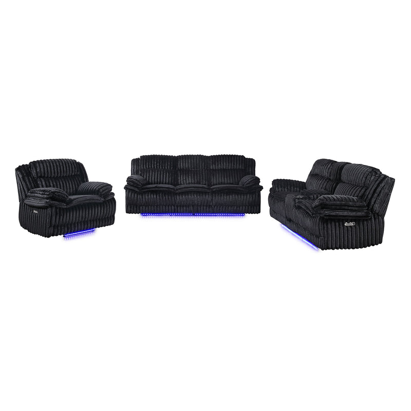 Winston - Power Recliner With LED Lighting - Black