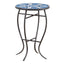 Outdoor Round Side Table With Mosaic Style Top And Curved Iron Legs - Blue / Matte Black