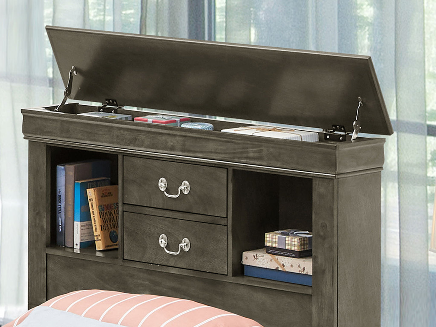 Traditional Style Bookcase Storage Bed