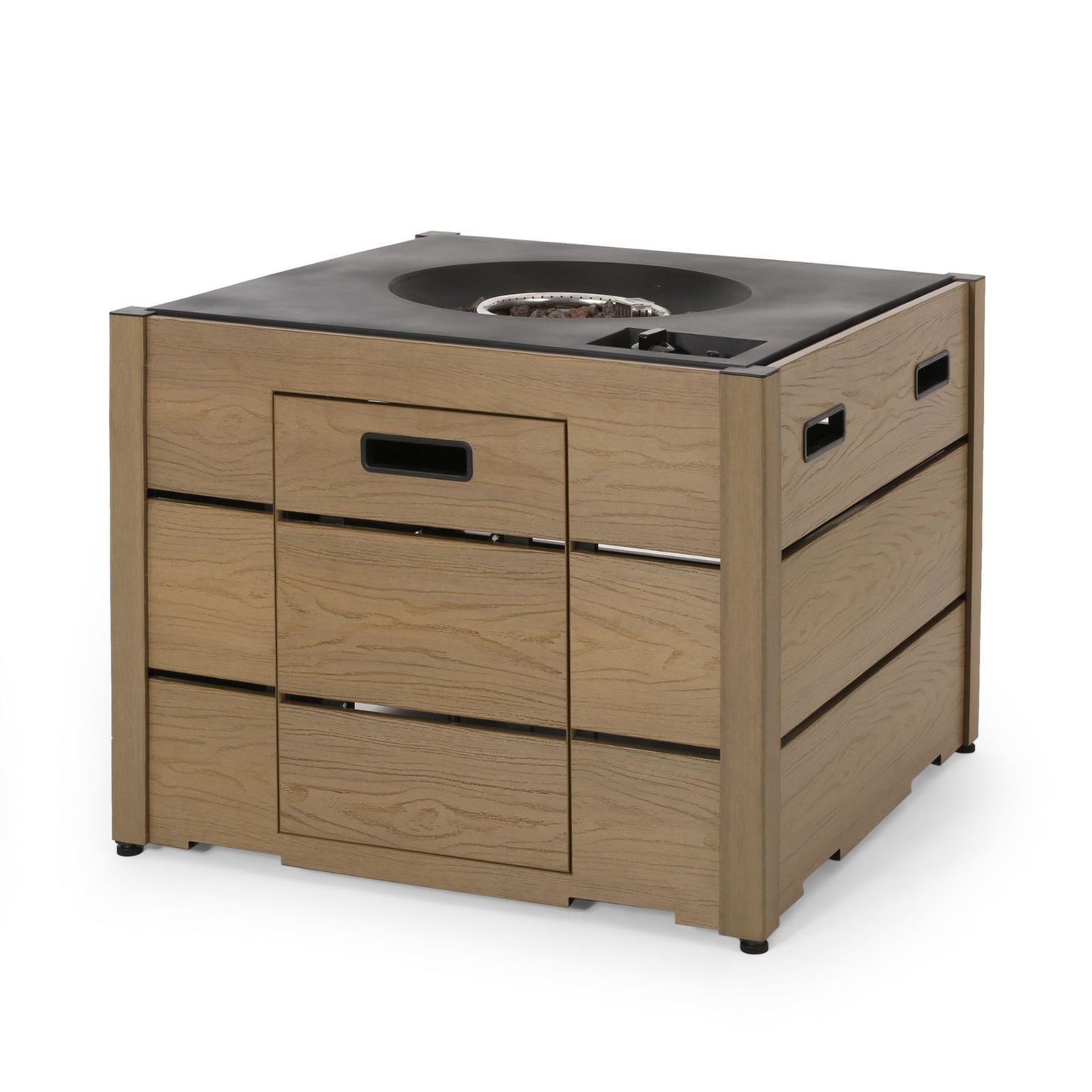 Rustic Style Outdoor Square Propane Fire Pit, 40, 000 Btu
