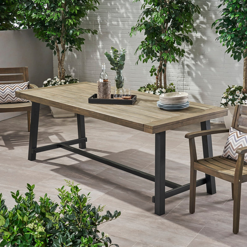 Mesa de comedor para exterior - Gris / Metal rústico