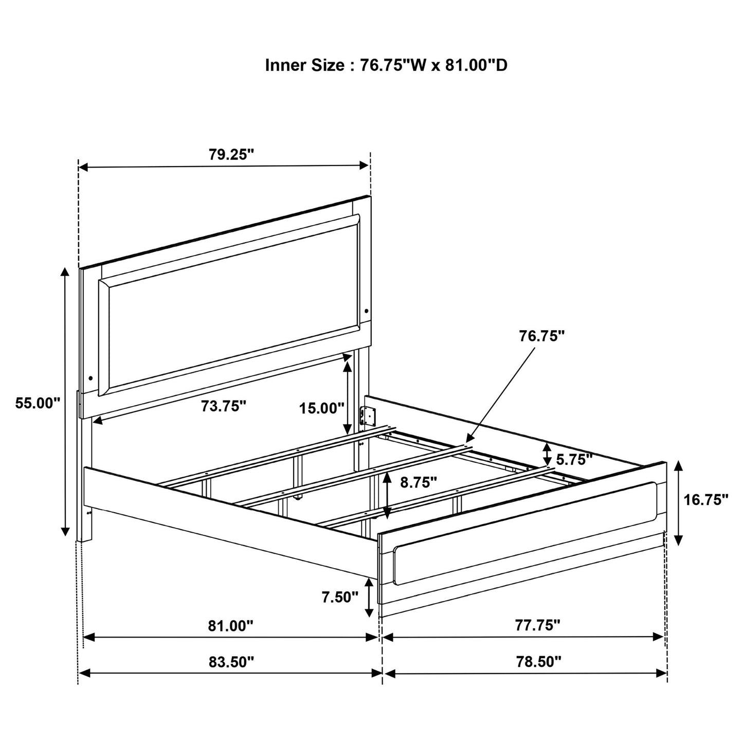 Sophia - Panel Bed With LED Headboard