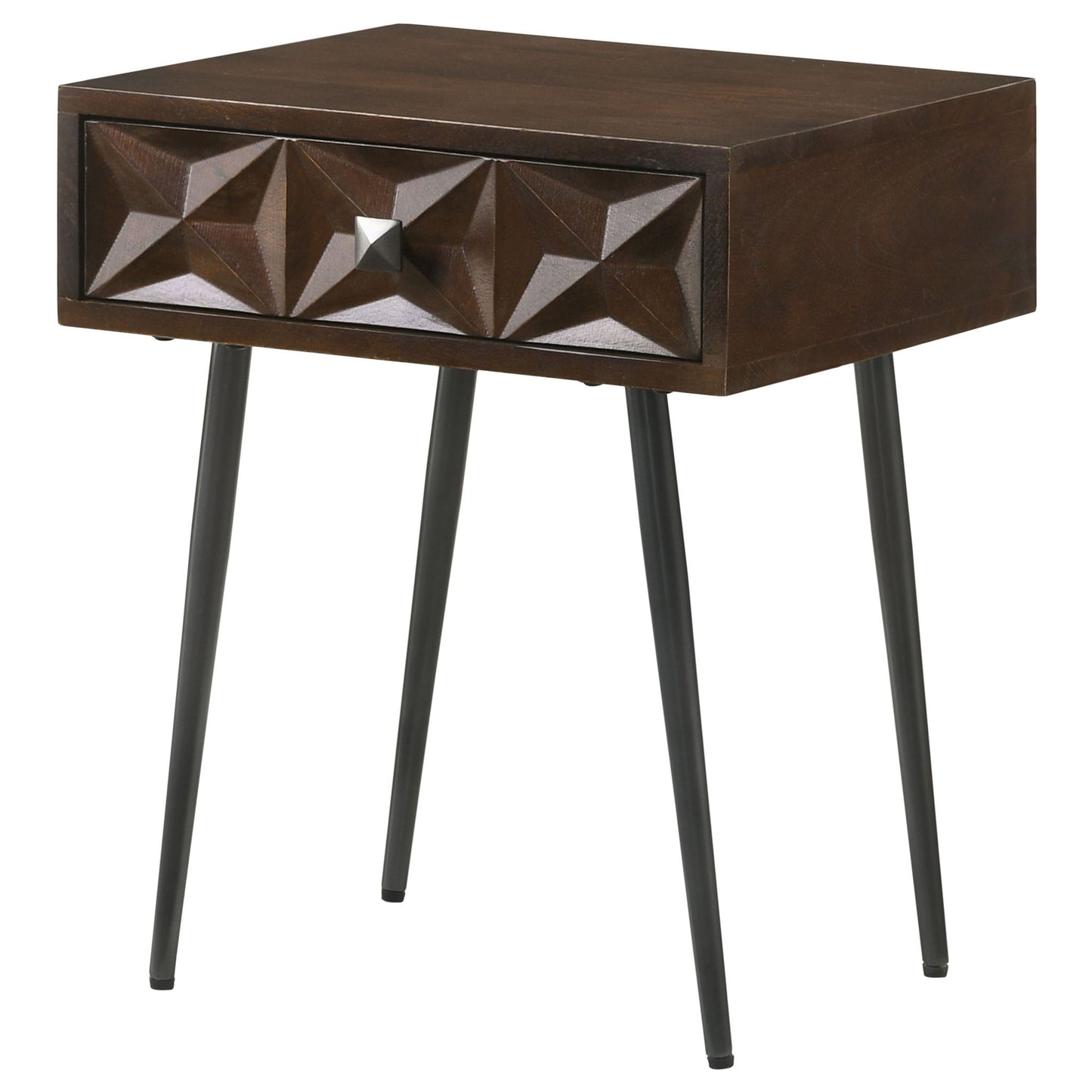 Gibson - Coffee 1 Drawer Rectangular Side Table With Angled Legs - Coffee