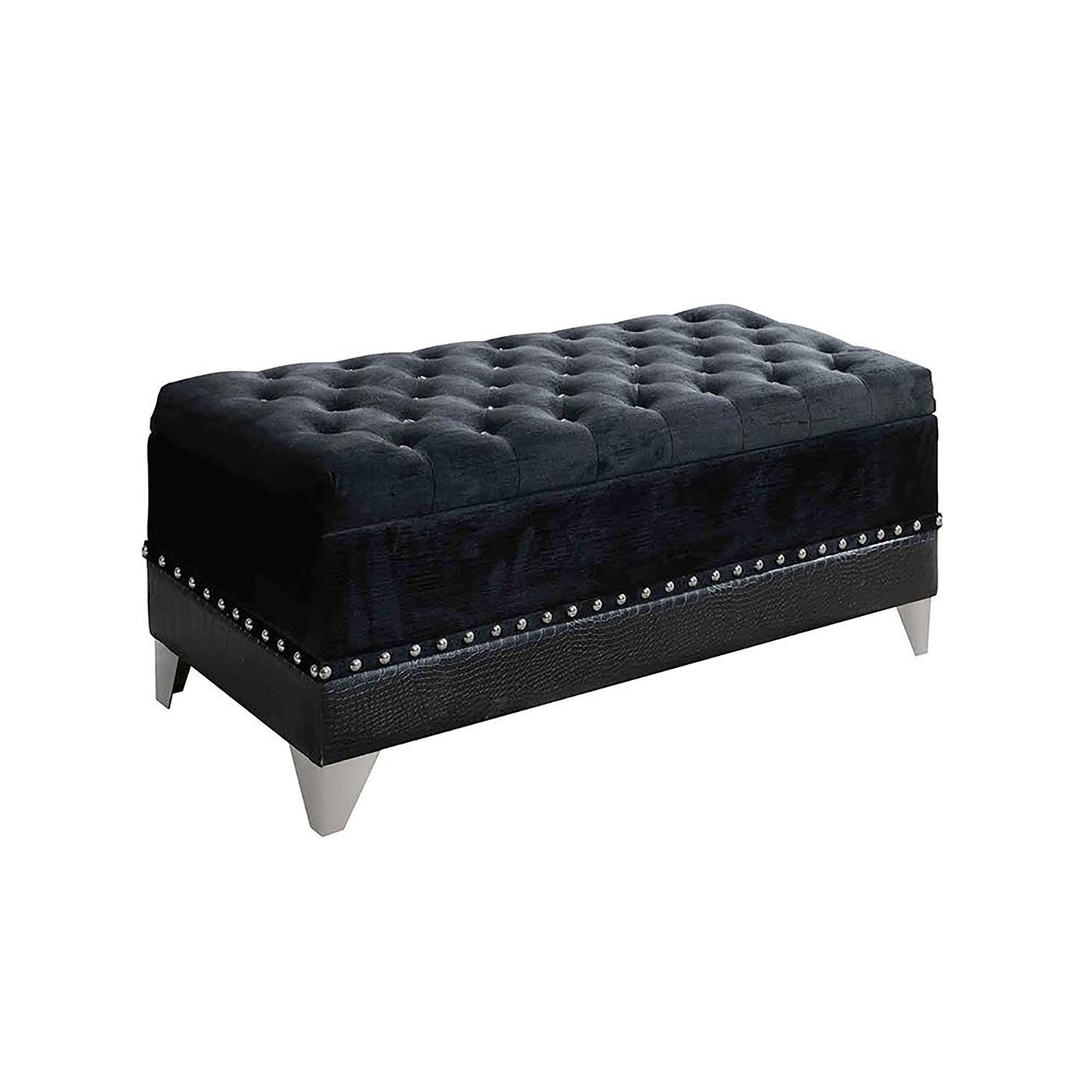 Tufted Trunk With Nailhead Trim Storage Solution - Black