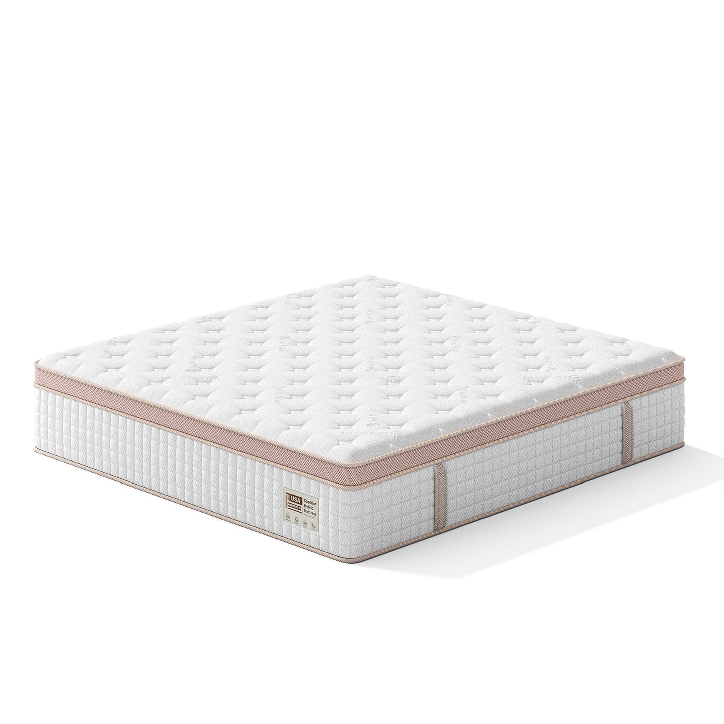 14", Firm Hybrid Mattress, Gel Memory Foam & Pocket Springs, Pressure Relief, Motion Isolation, Ergonomic Bed - White - King