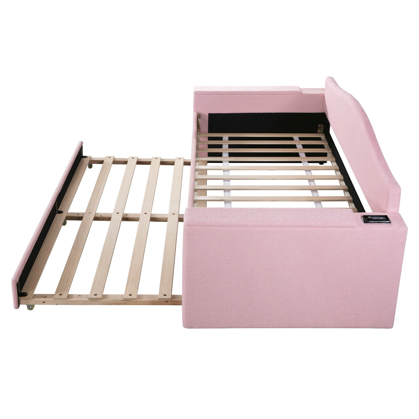 Upholstered Daybed With Storage Armrests, Trundle And Latest Integrated tooth Audio System