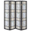 4 Panel Folding Screen With Floral Motif - Black