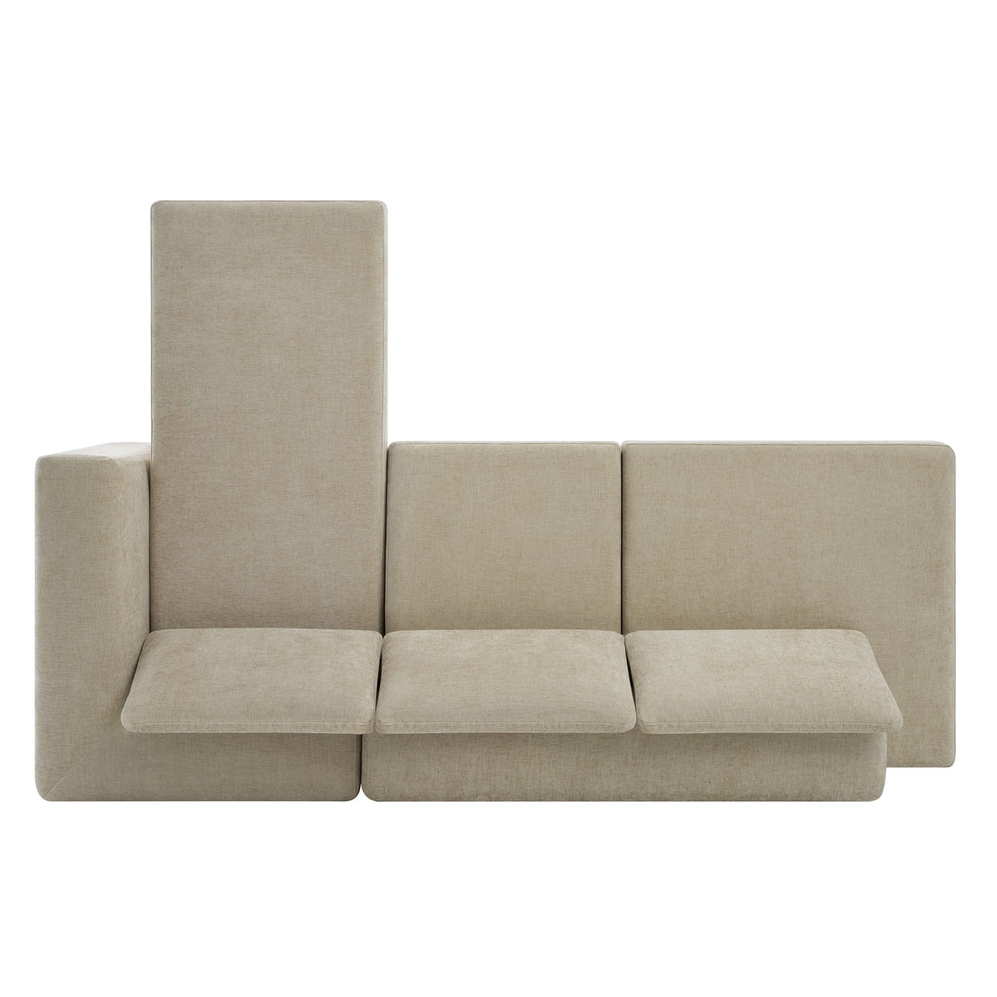 L-Shaped Modular Sofa With Double Layer Cushion