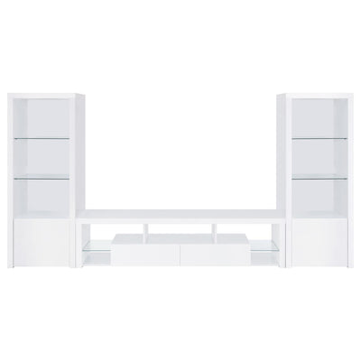 Lance - 3 Piece TV Entertainment Center With Shelves - Gloss White