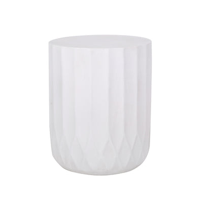 Outdoor End Table With Scallop Edge - Antique White