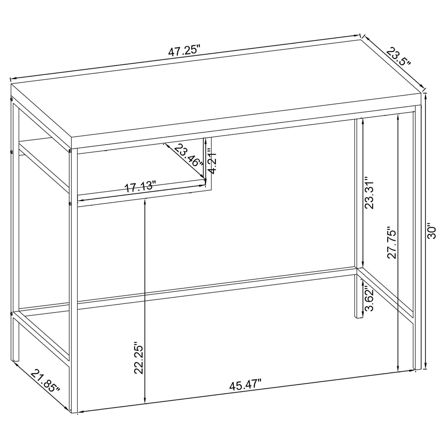 Rectangular Writing Desk, Compact Size For Home Office - Gray