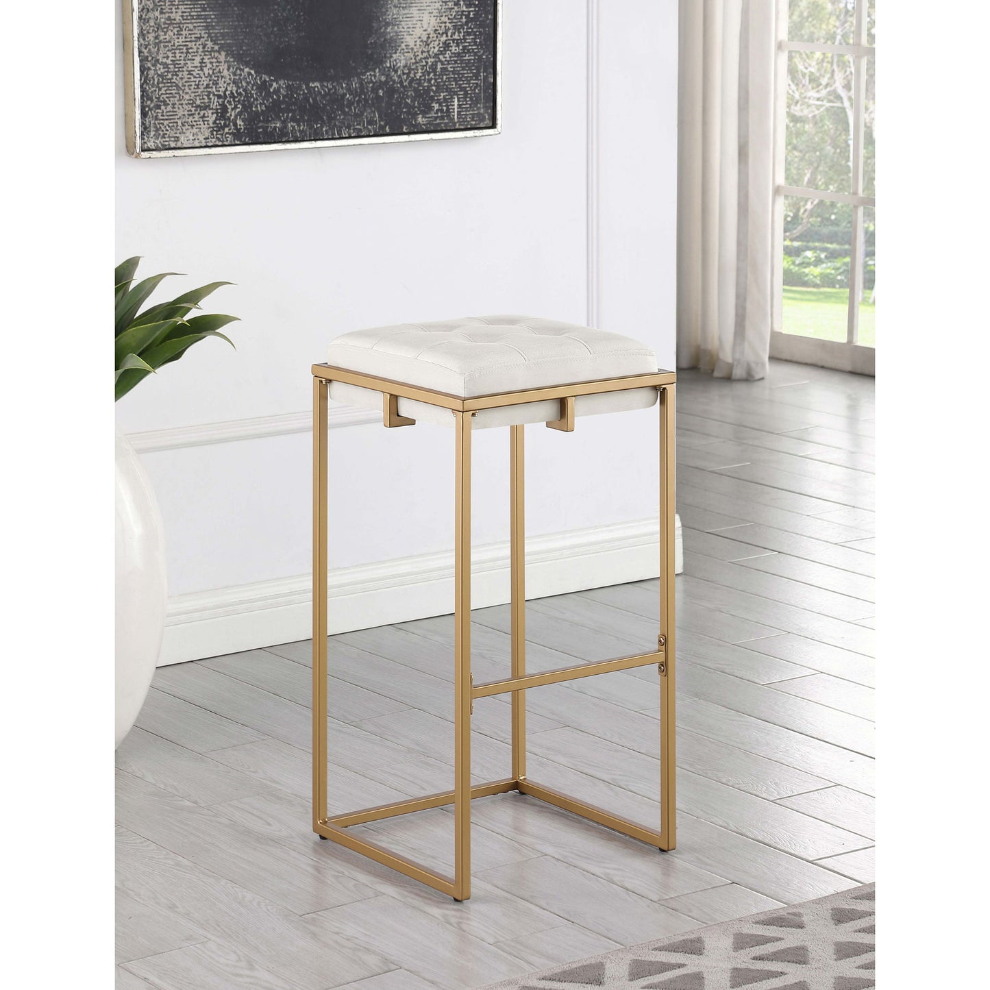 Soccoro - Square Tufted Cushion Stools (Set of 2) - Beige