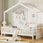 House Bed With Shelves, Window And Sparkling Light Strip On The Roof