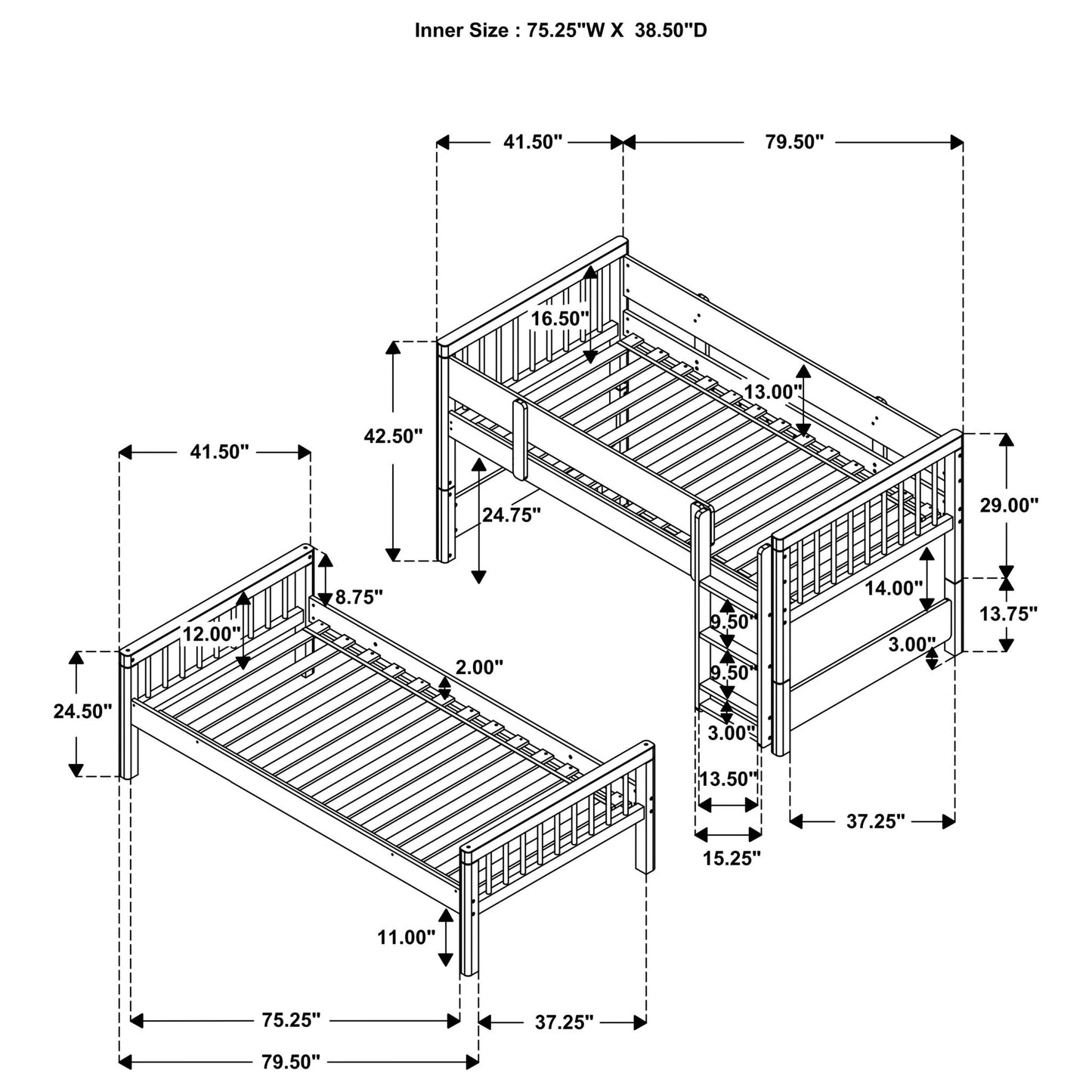 Ponderosa - Twin Over Twin Bunk Bed With Accents - Natural