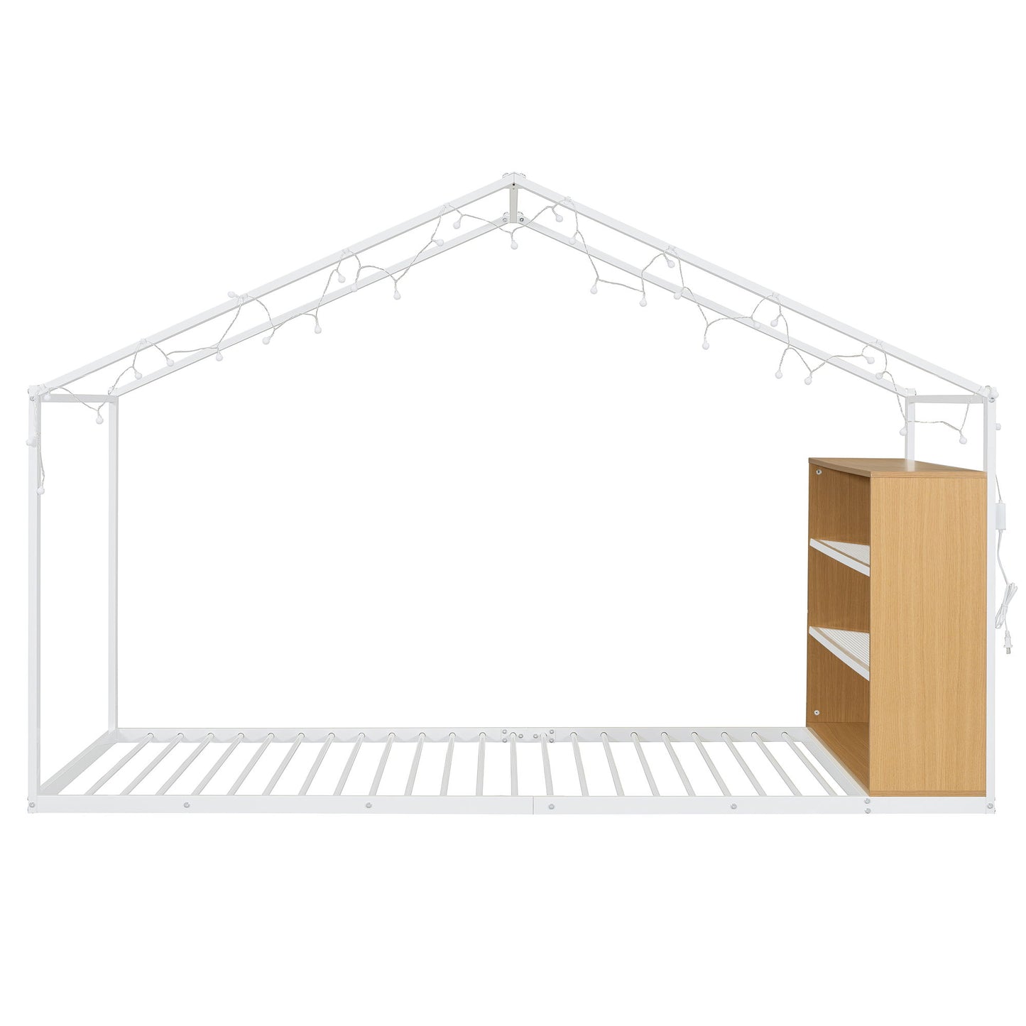 Bed House Frame With Shelves And Lights