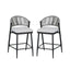 Outdoor 26" Counter Height Metal Frame Counter Stools With Scallop Shaped Backrest & Water Resistant Cushions