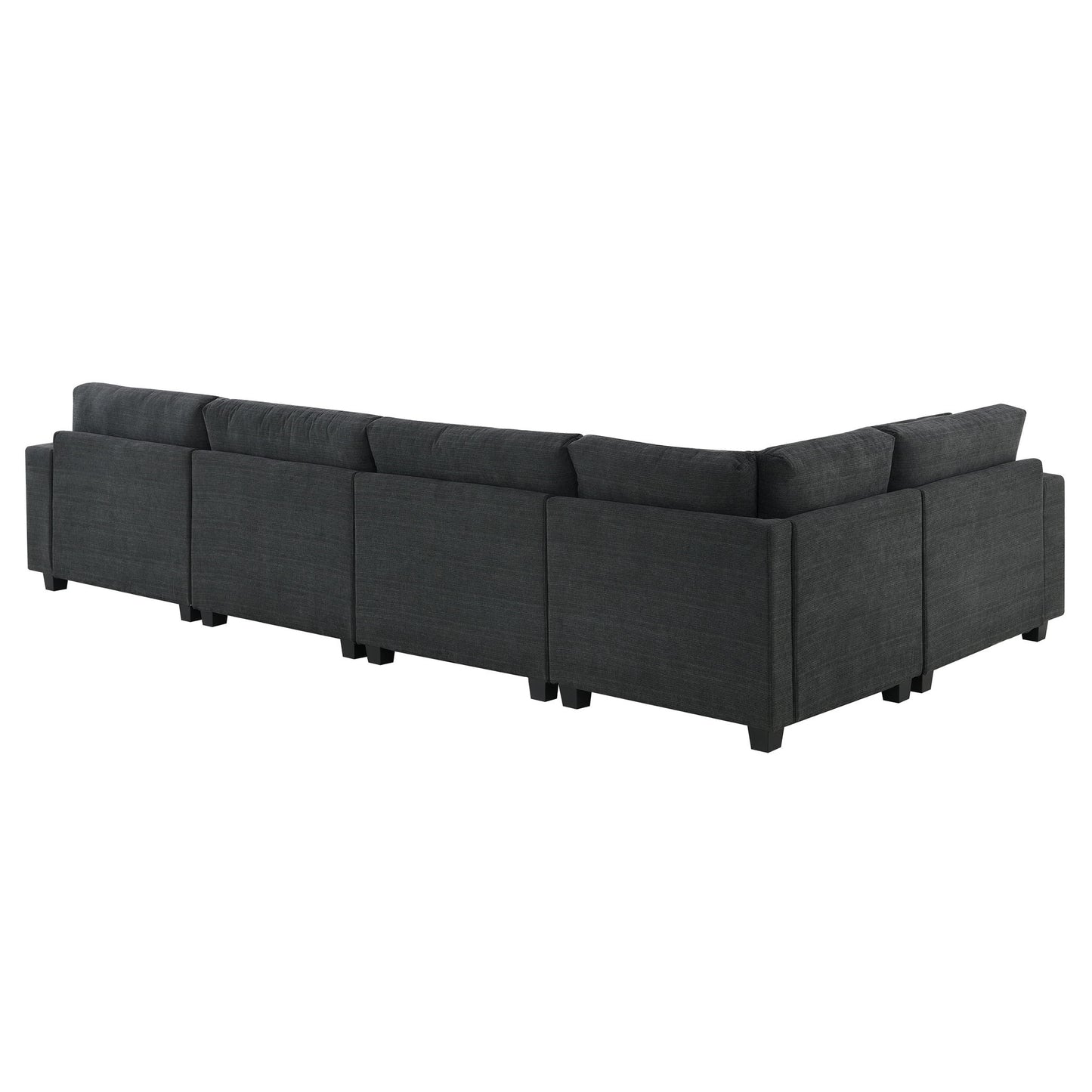 U Shaped Sectional Sofa 6 Seat Couch Set With Oversized Ottoman, Hidden Armrest Storage And Cup Holders USB Charging Ports Wide Seat Sofa