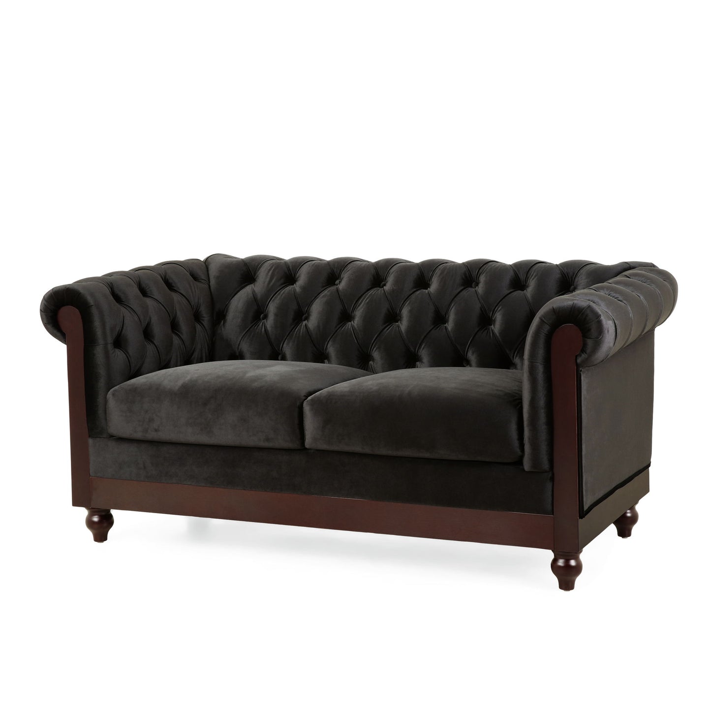 Chesterfield Loveseat Sofa, 2 Person Rolled Arm Upholstered Couch