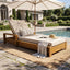 Chaise Lounge Set With 3 Position Adjustable Backrest, 2 Fold Cushion, Outdoor Recliner For Patio - Cream / Teak