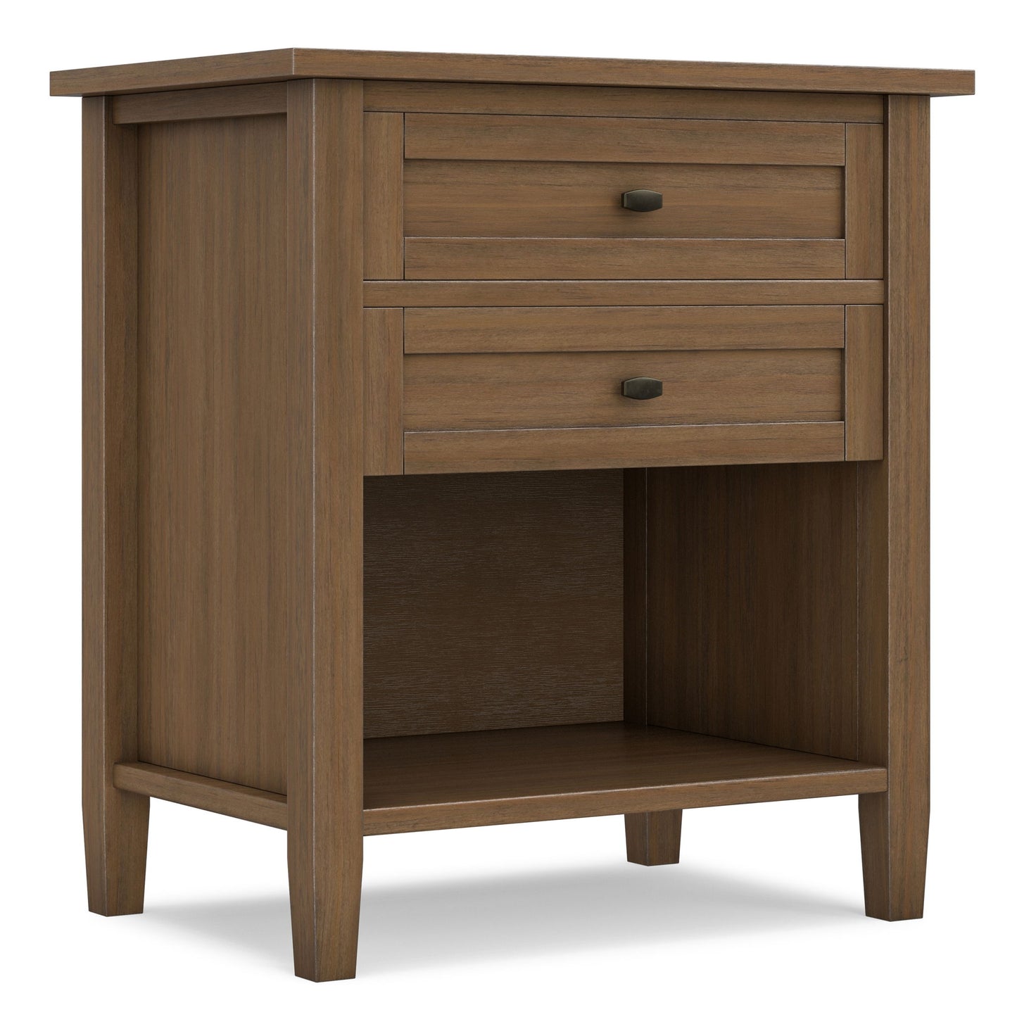 Warm Shaker - Bedside Table With 2 Drawers - Brown