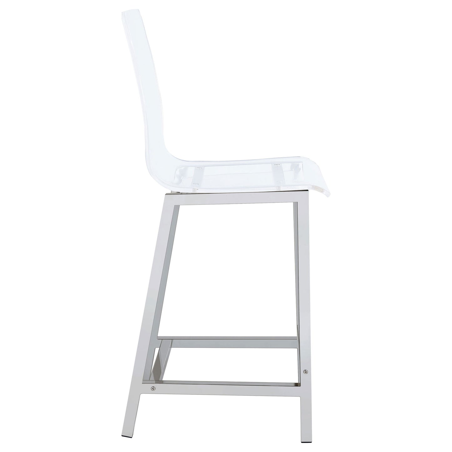 Counter Height Stools With Curved Back Design (Set of 2) - Clear