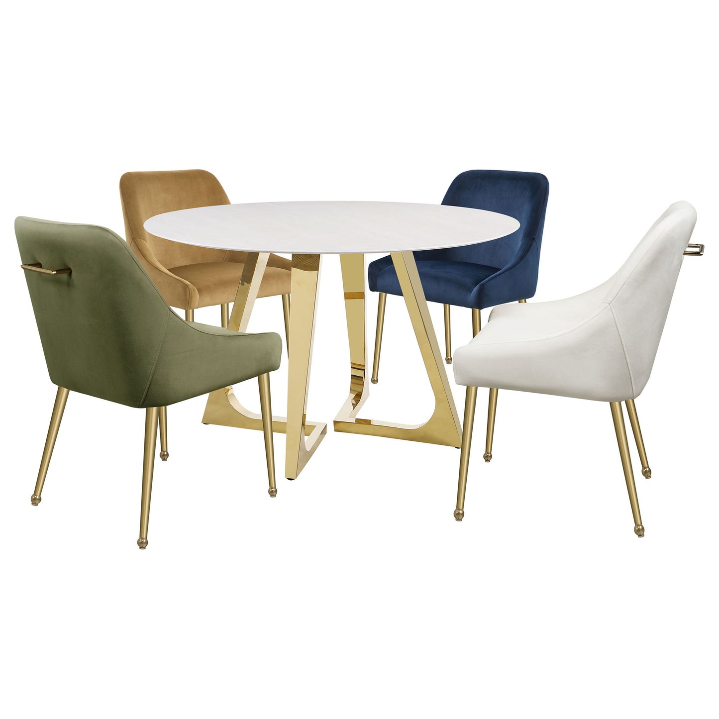 Imani - Round Marble Dining Table - Gold