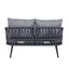 4 Piece Outdoor Patio Furniture Set, Metal Chairs With Woven Rope U Shaped Backrest
